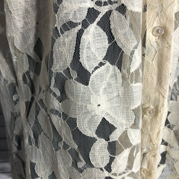 Bohemian Lace Blouse Floral Embroidered Off White Large - Picture 10 of 10